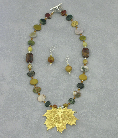 Gold Leaf with Ocean Jasper & Petersite