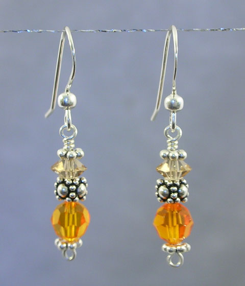 Swarovski Crystal Earrings in Topaz & Sun