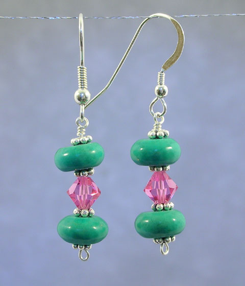 Turquoise & Rose Swarovski Earrings